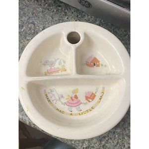 Mary Had A Little Lamb‎ childs warming divided dish ceramic 1950s Bird House